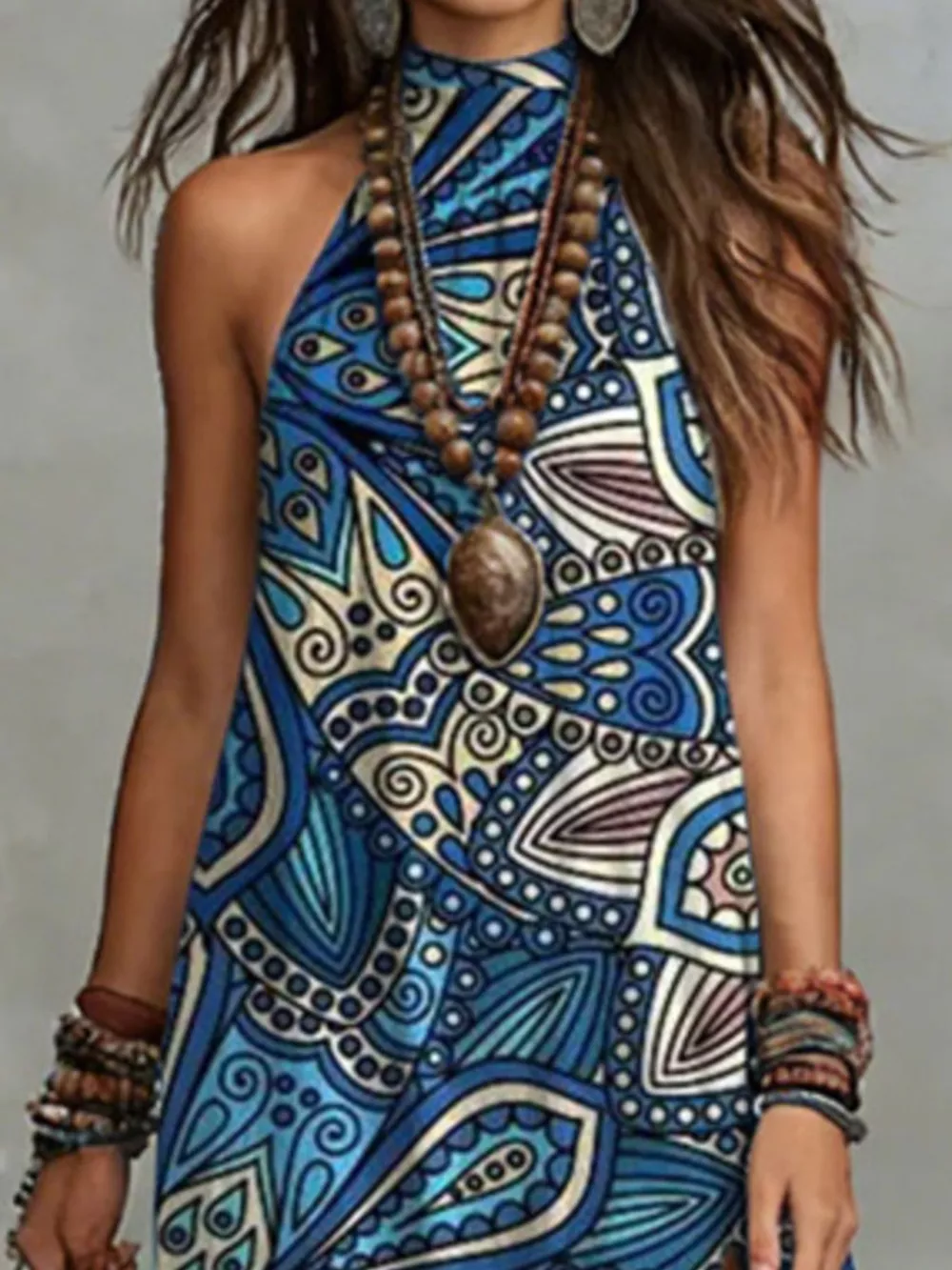 Printed Sleeveless Maxi Dress, image 2