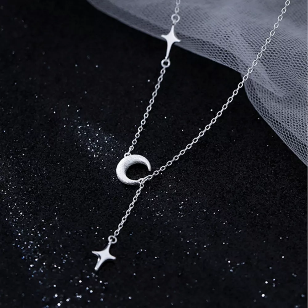 925 Sterling Silver Star Moon Necklace, image 3