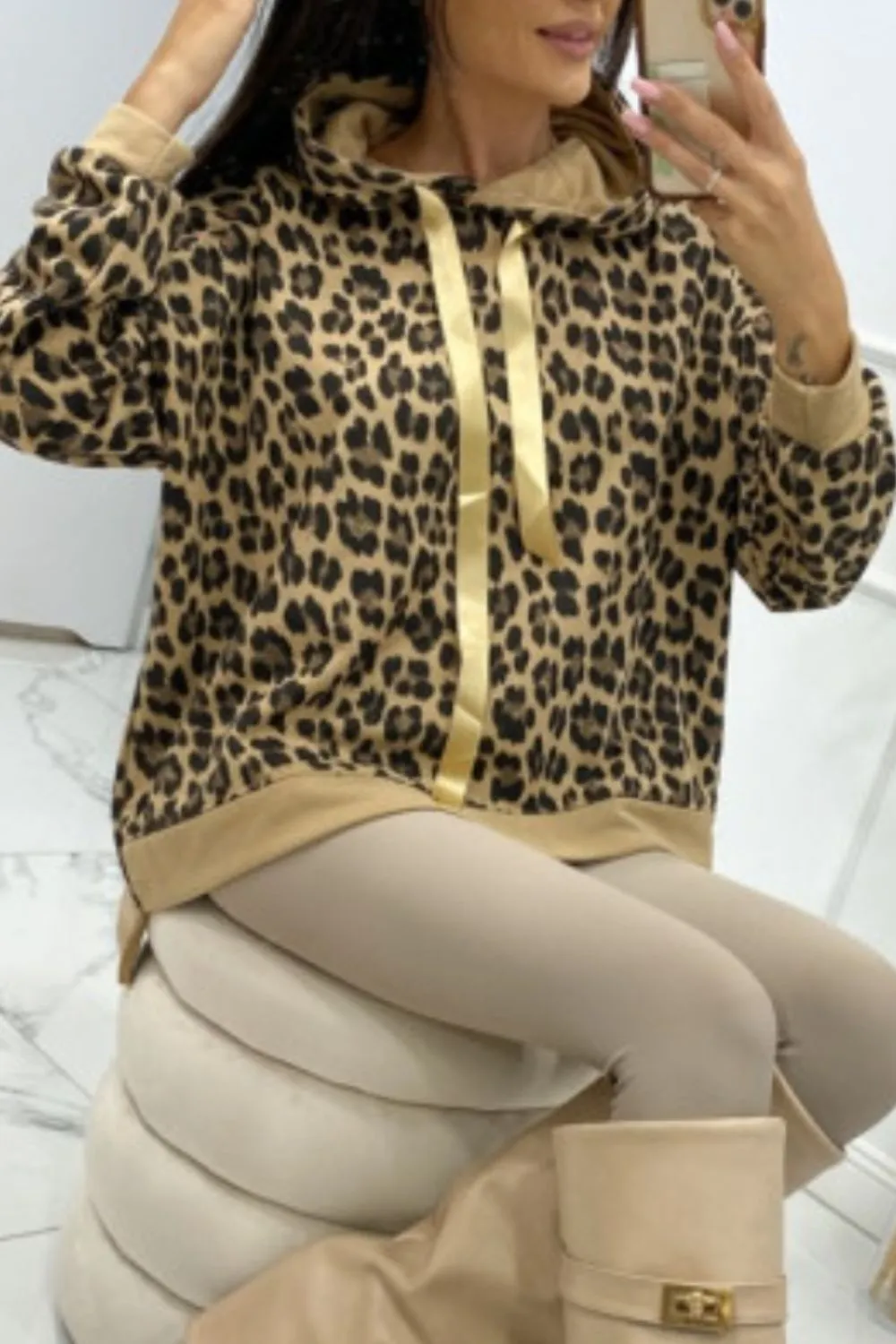 Leopard Dropped Shoulder Hoodie, image 5