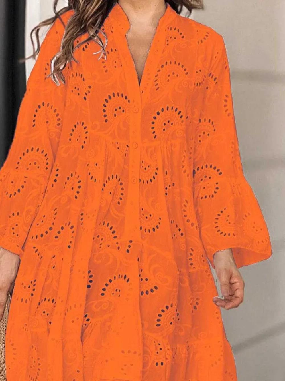 Full Size Eyelet Ruffled Hem Tiered Dress Plus Size, image 8