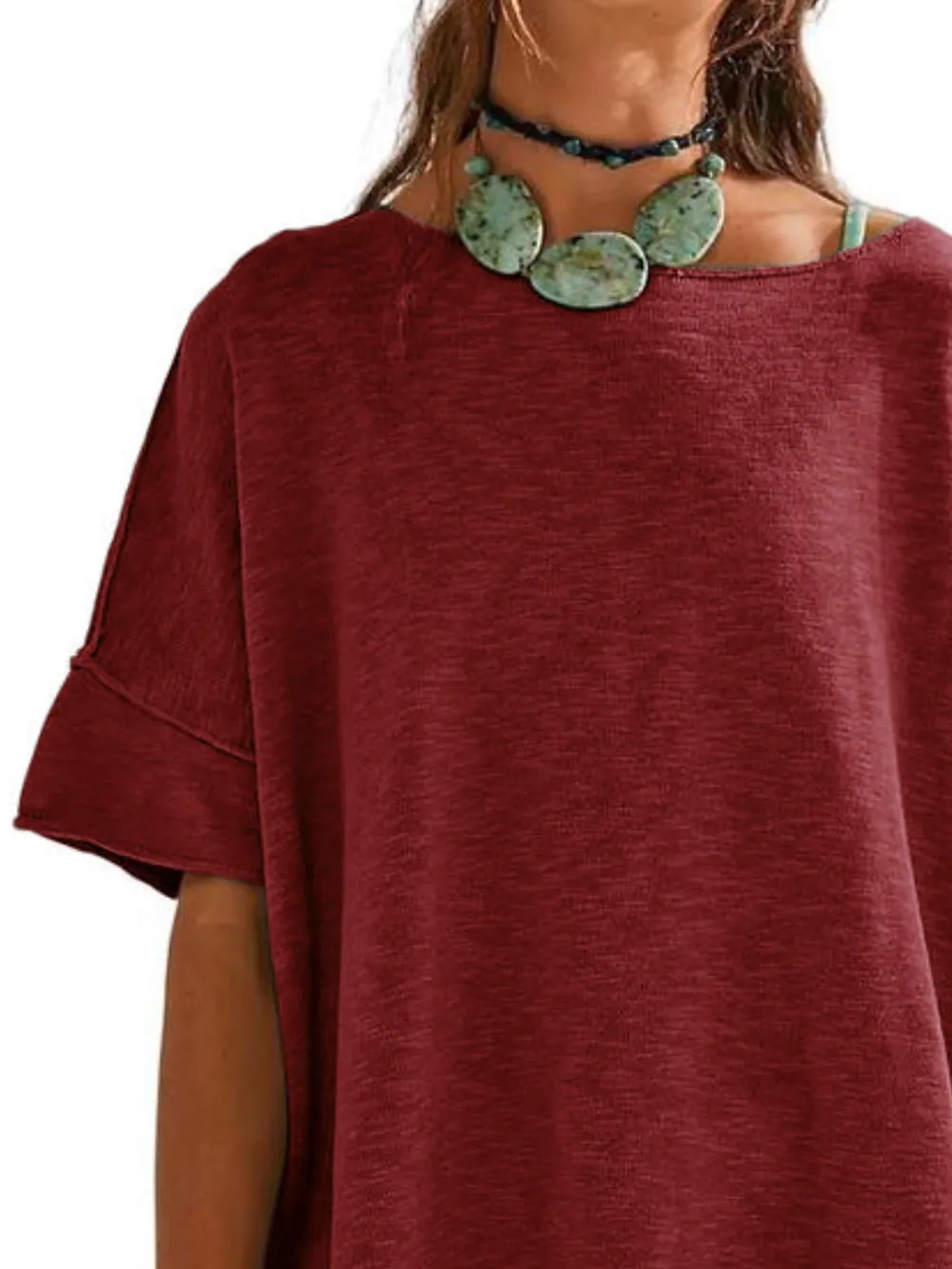 Oversized Round Neck Drop-Shoulder T-Shirt, image 9