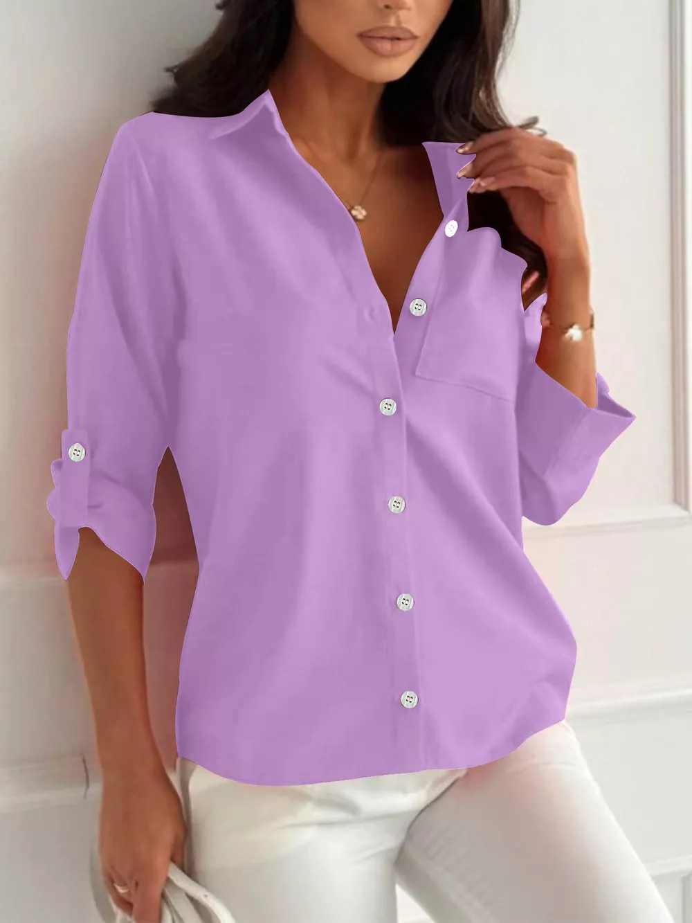 Button-Down Roll-Up Sleeve Shirt, image 16