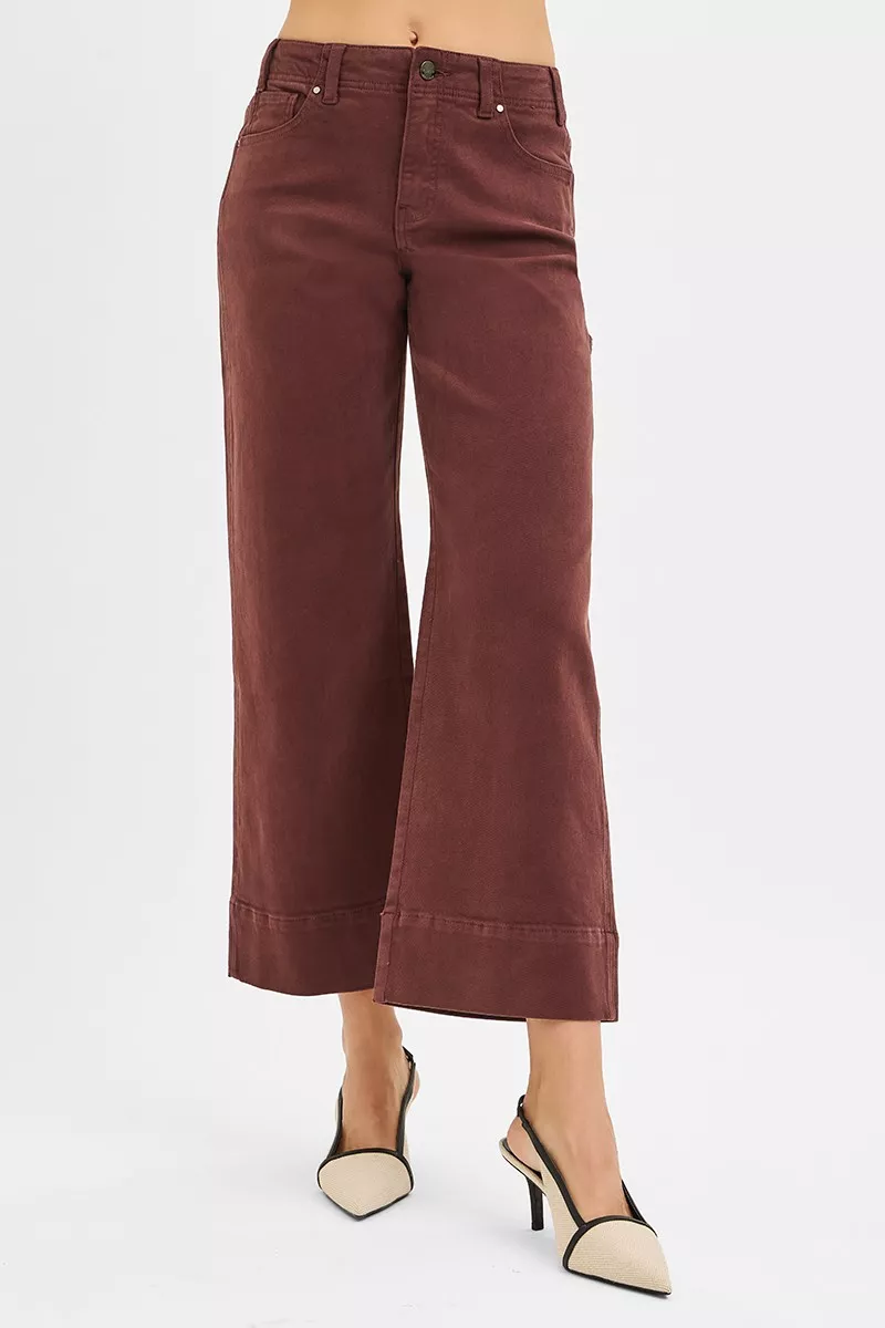 Tummy Control High Rise Crop Wide No Waist Band Pants, image 2