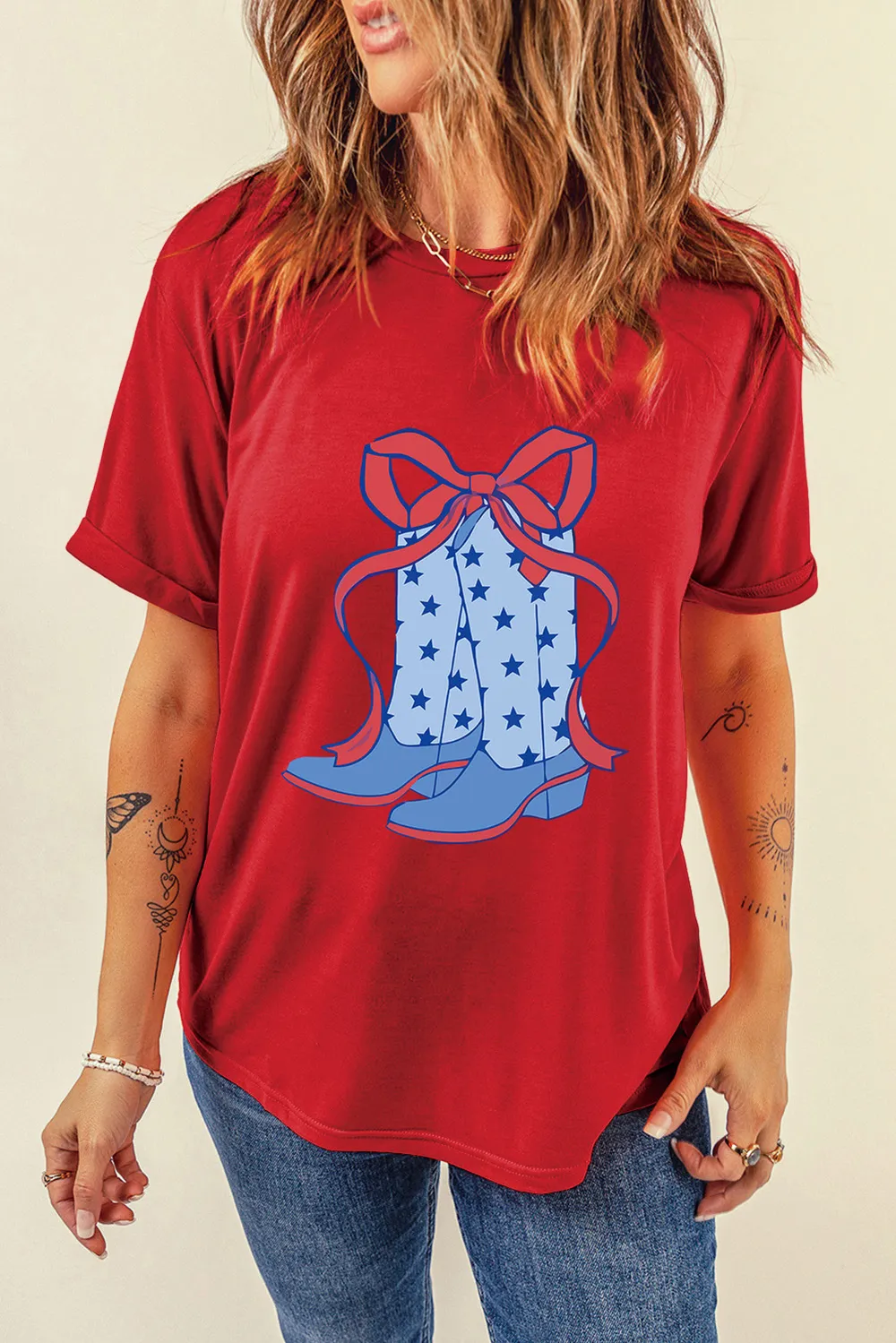 Boot Graphic Round Neck Short Sleeve T-Shirt, image 6