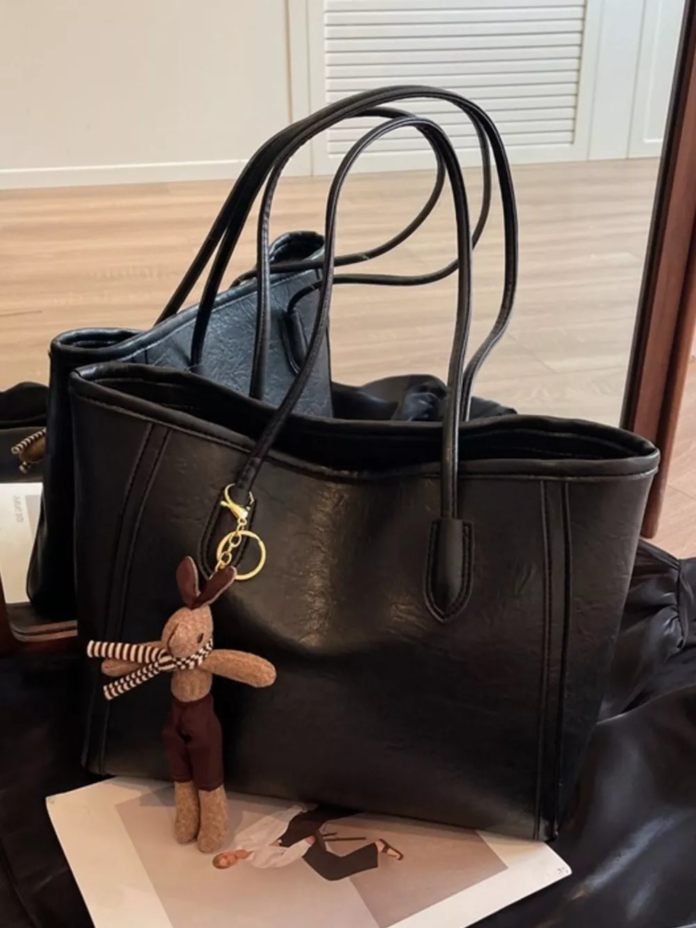 Leather Tote Shoulder Bag, image 3