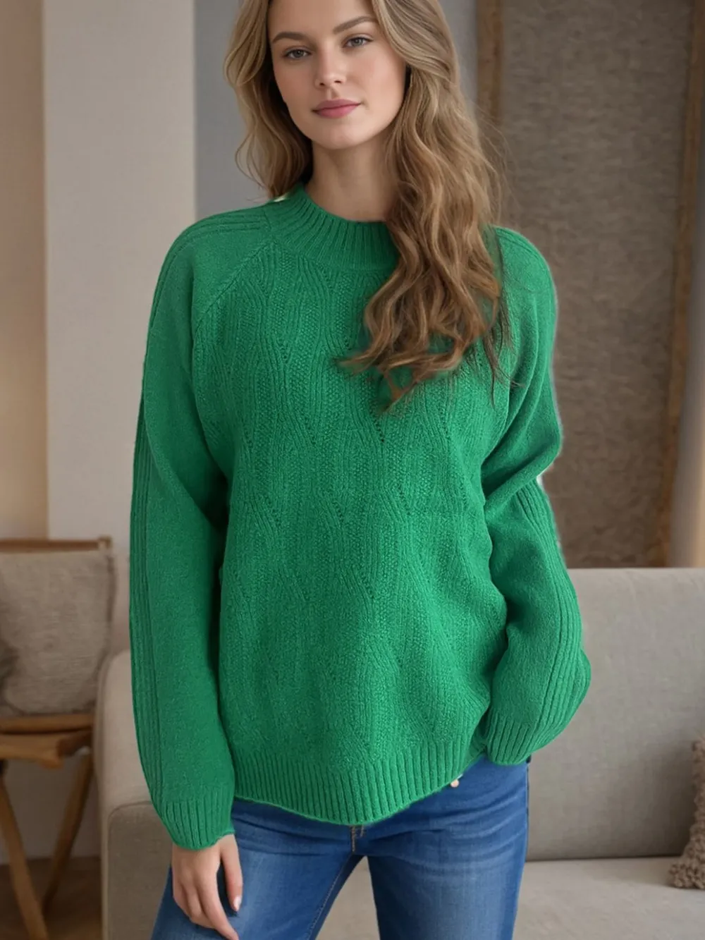 Mock Neck Long Sleeve Sweater, image 2