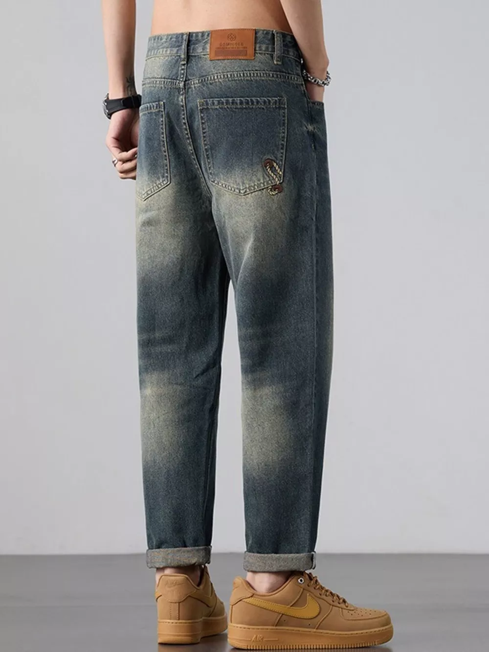 Men's Wash Straight Leg Jeans, image 5