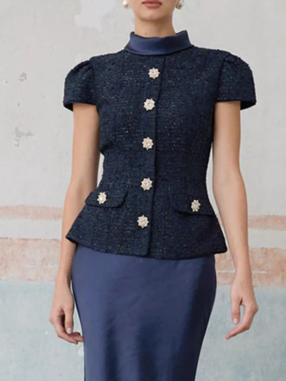 Tweed Jacket and Satin Skirt Set, image 4