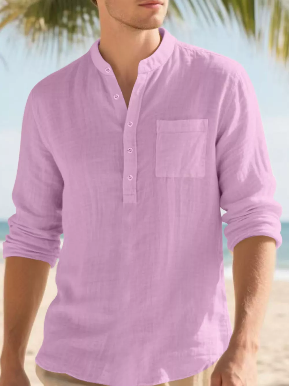 Men's Full Size Button Detail Long Sleeve Shirt Plus Size, image 9
