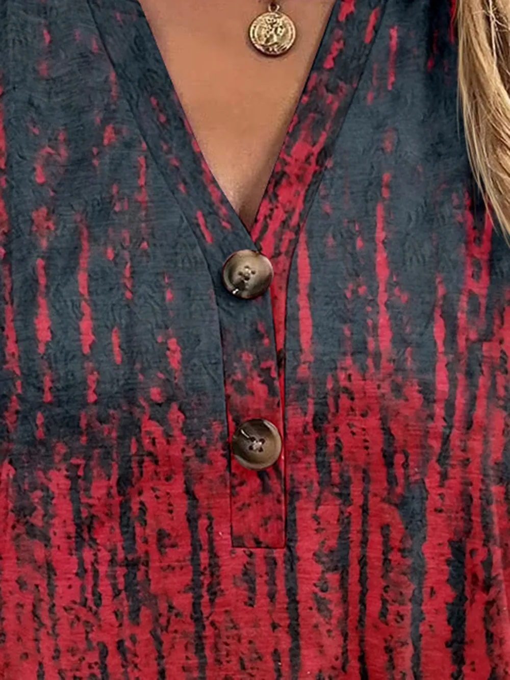 Full Size Printed Notched Short Sleeve Blouse, image 9