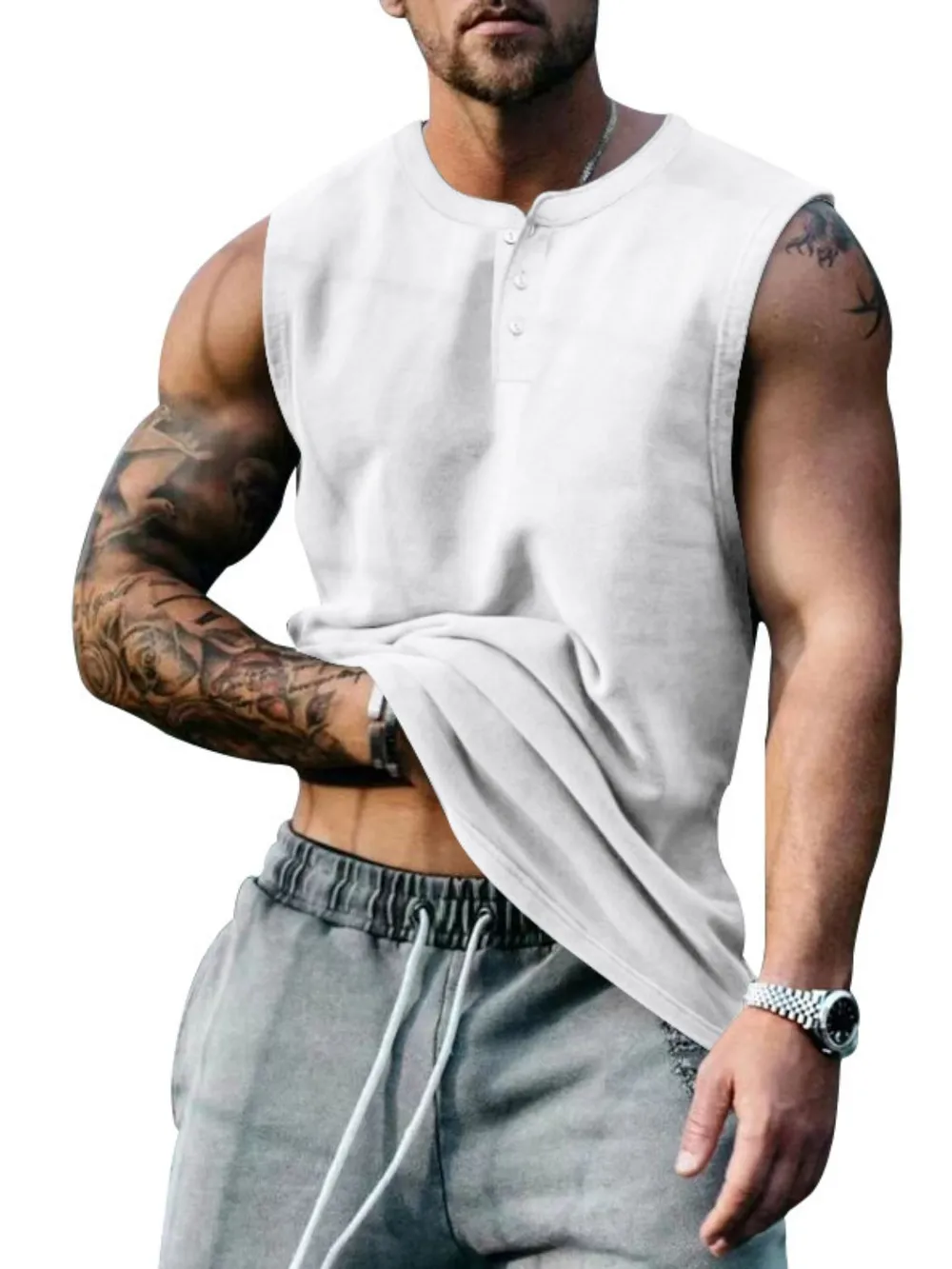 Men's Plus Size Round Neck Tank, image 9