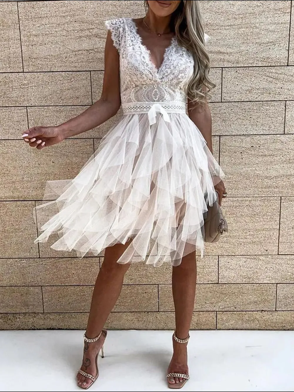 Lace Bodice Layered Tulle Dress, image 2