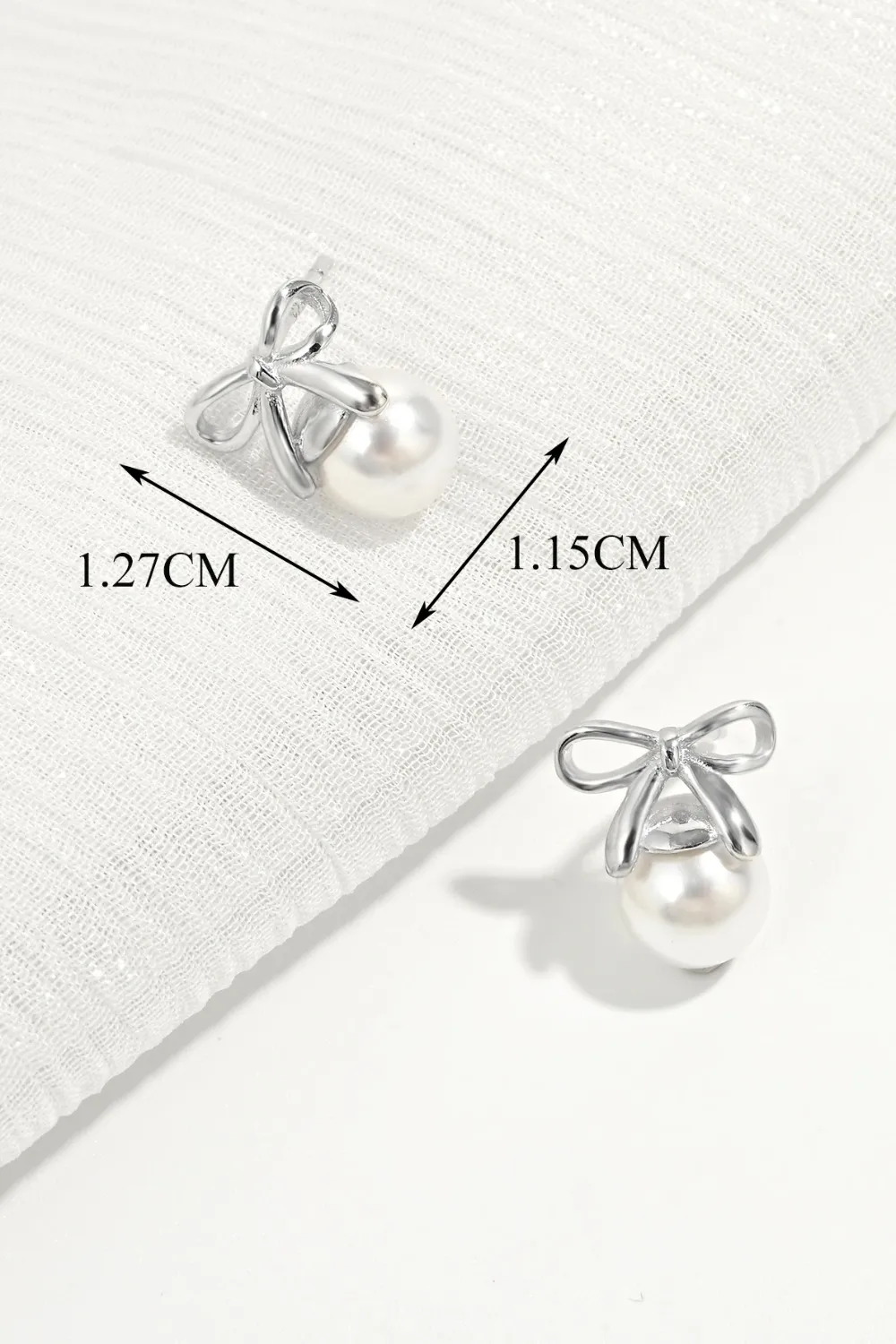925 Sterling Silver Pearl Bow Earrings, image 4
