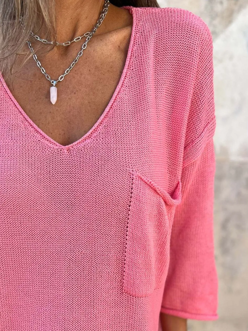 Full Size Casual V-Neck Knit Sweater Plus Size, image 7