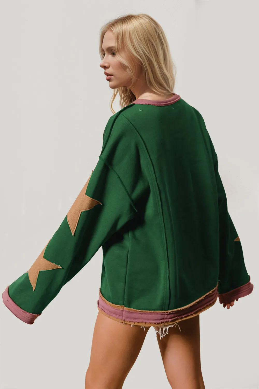 Star Patched Long Sleeve Sweatshirt, image 7