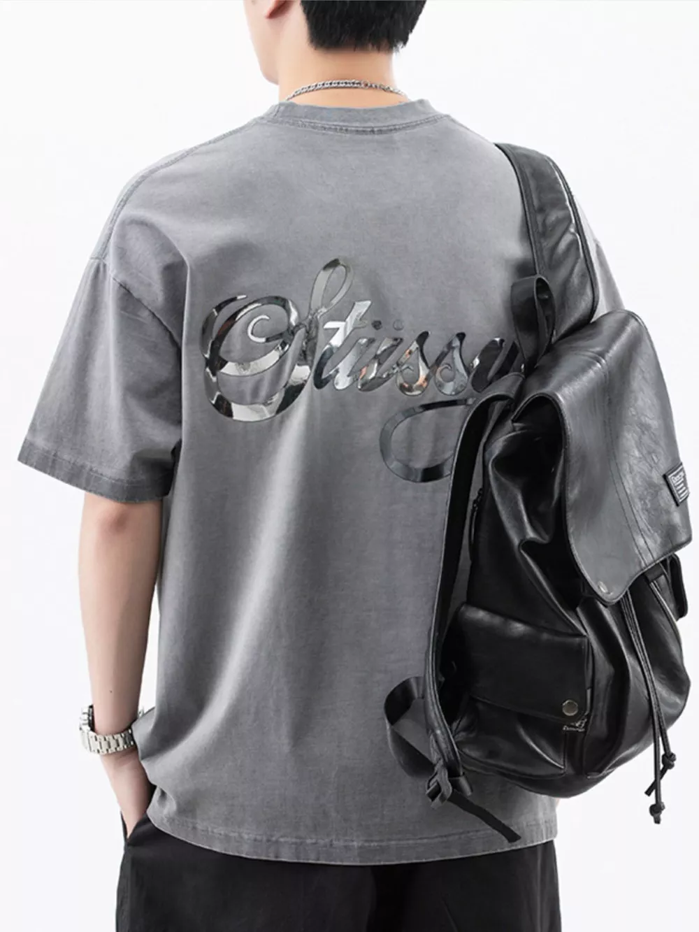 Men's Plus Size Oversized Round Neck Letter Graphic T-Shirt, image 12