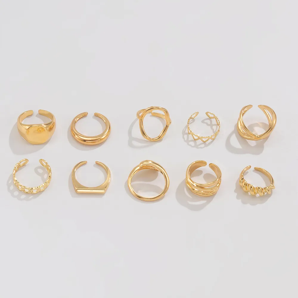 10-Piece Alloy Geometric Ring, image 4