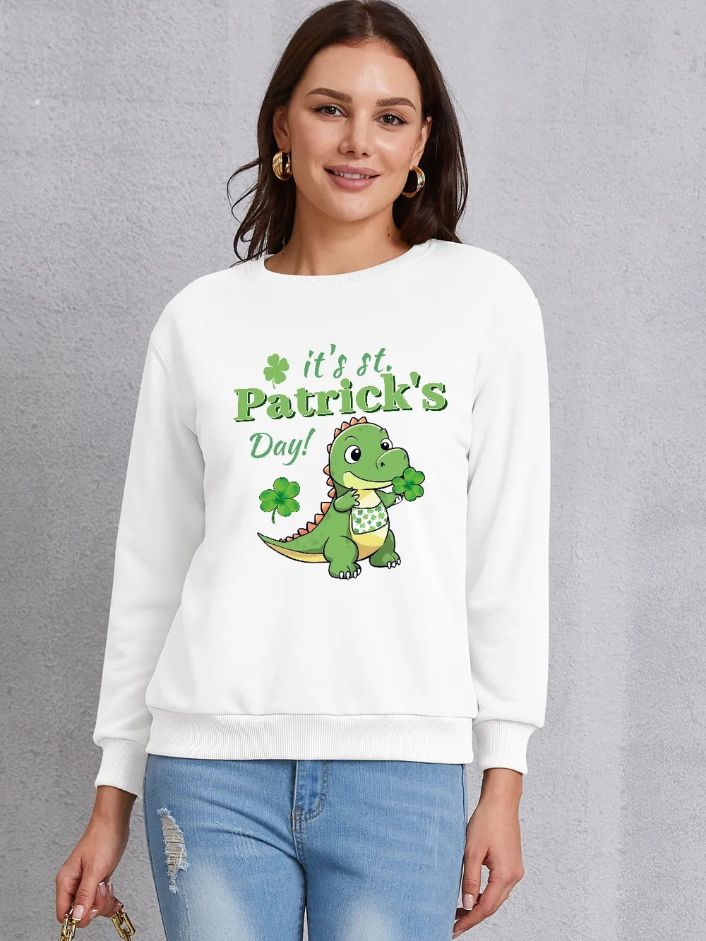 IT'S ST. PATRICK'S DAY Graphic Round Neck Sweatshirt, image 2