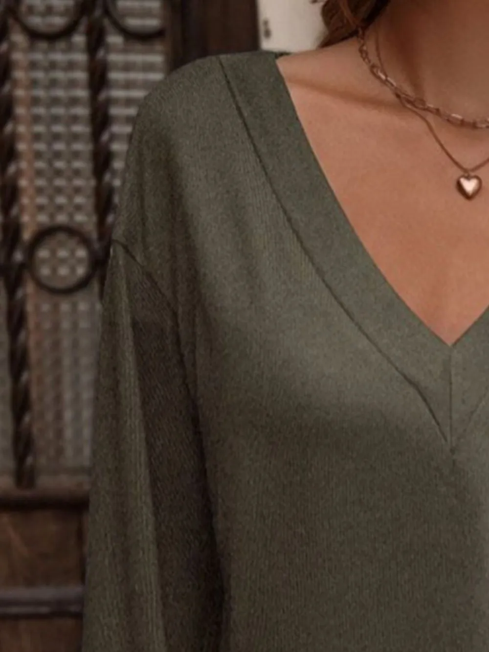 V-Neck Long Sleeve T-Shirt, image 8