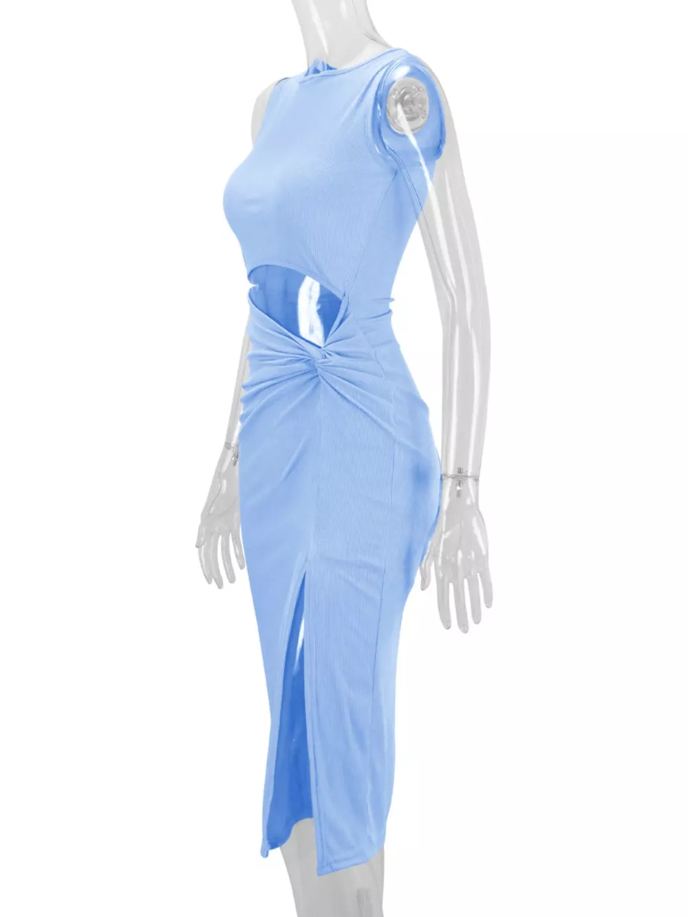 Sleeveless Cut-Out Ruched High-Slit Bodycon Dress, image 29