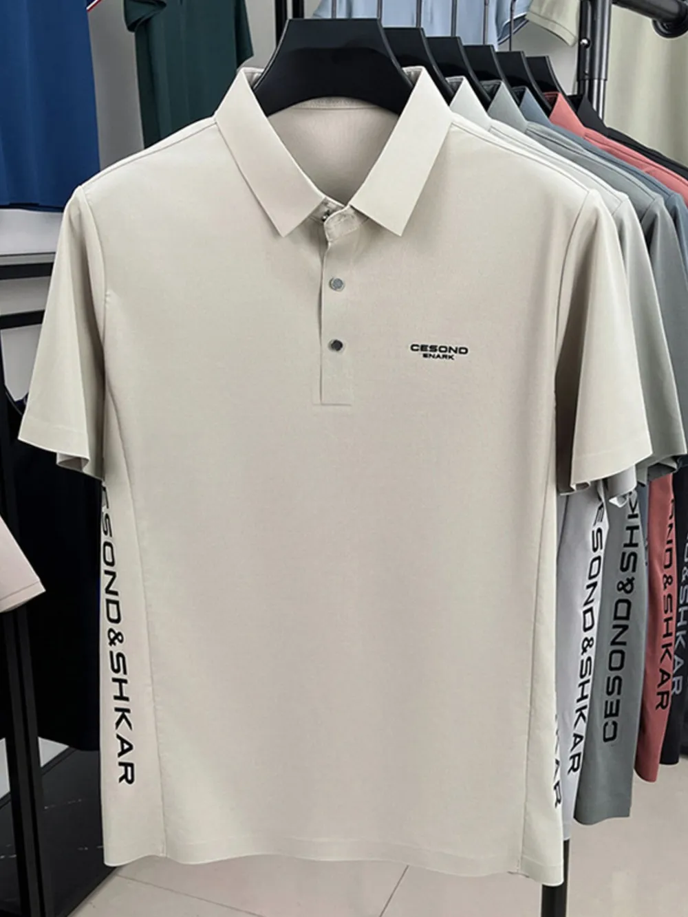 Men's Plus Size Letter Short Sleeve Polo, image 7
