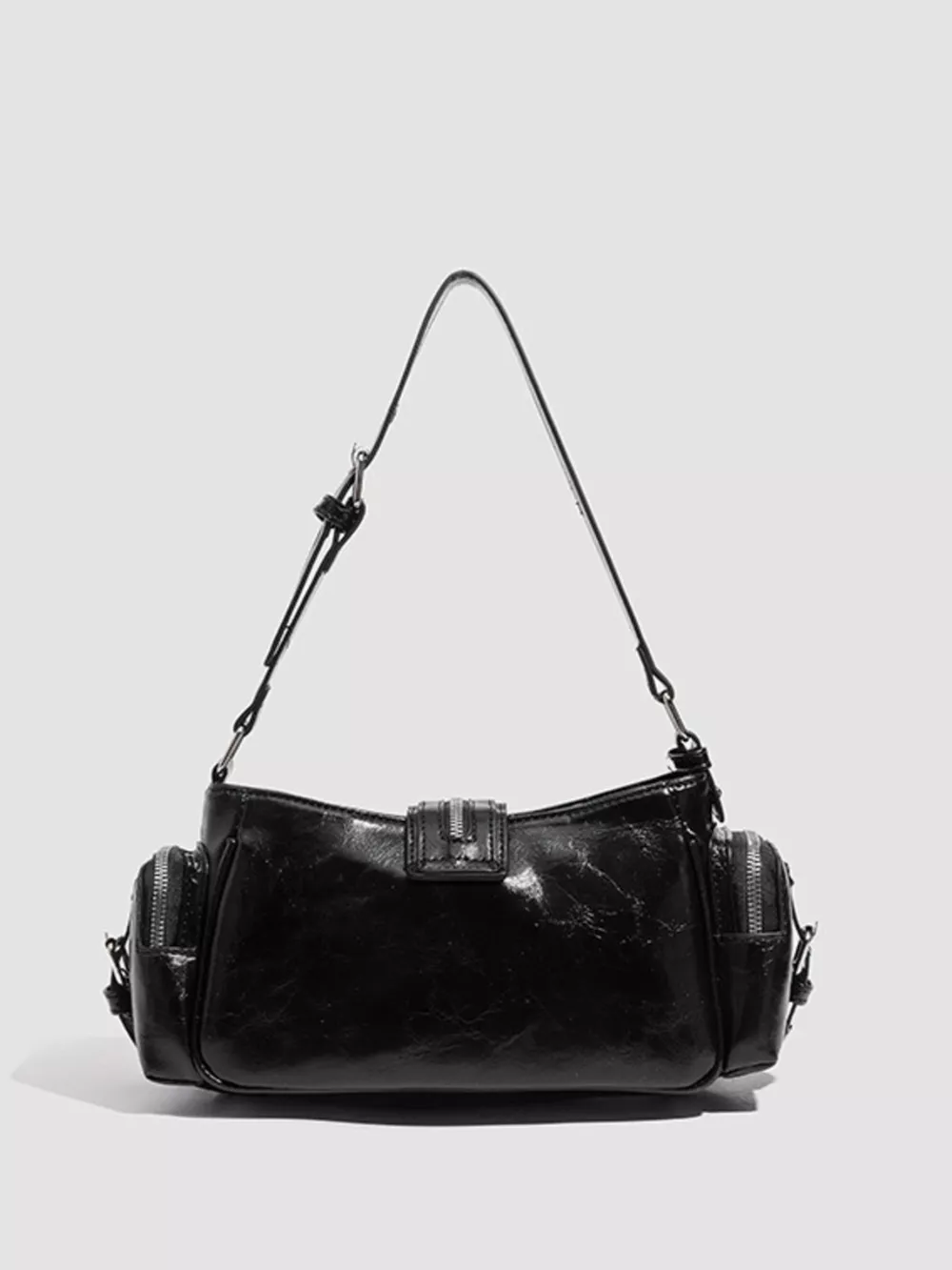 Y2K Style Rivet Embellished Patent Leather Shoulder Bag, image 2