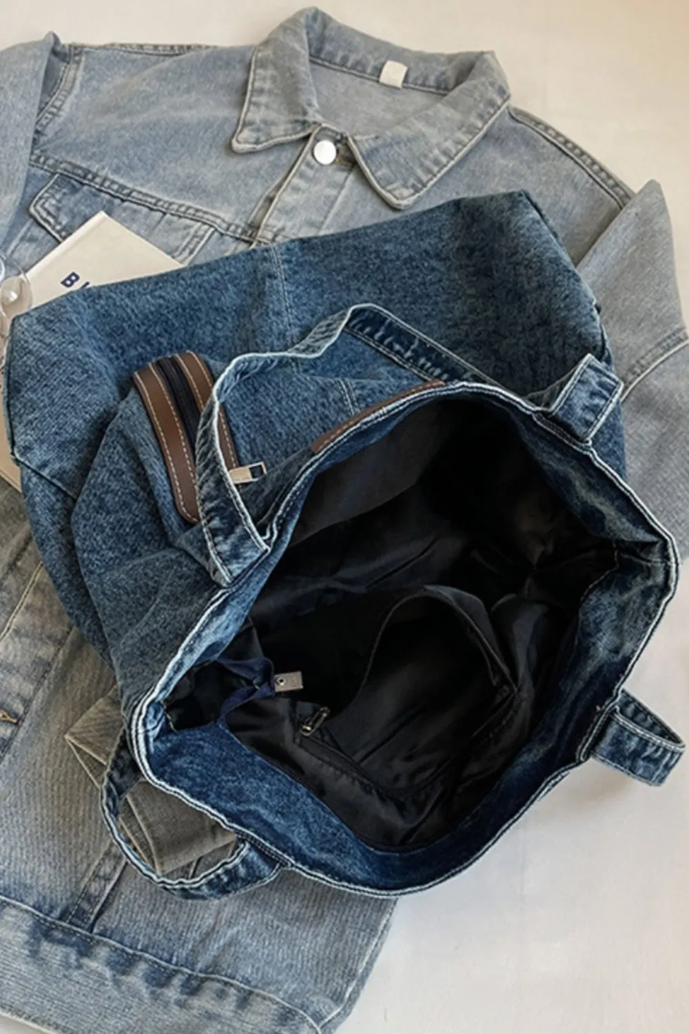 Medium Denim Tote Bag, image 10