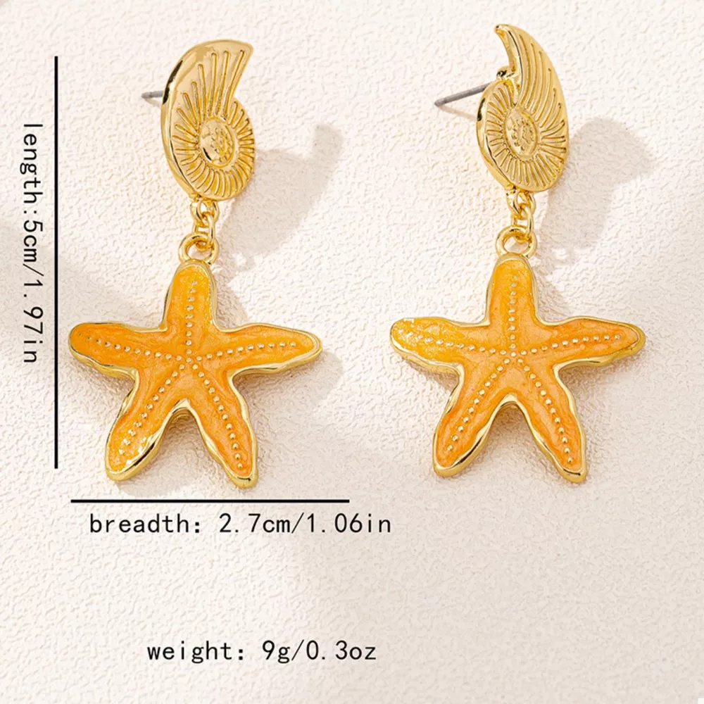 Ocean Shell Starfish Drop Earrings, image 2