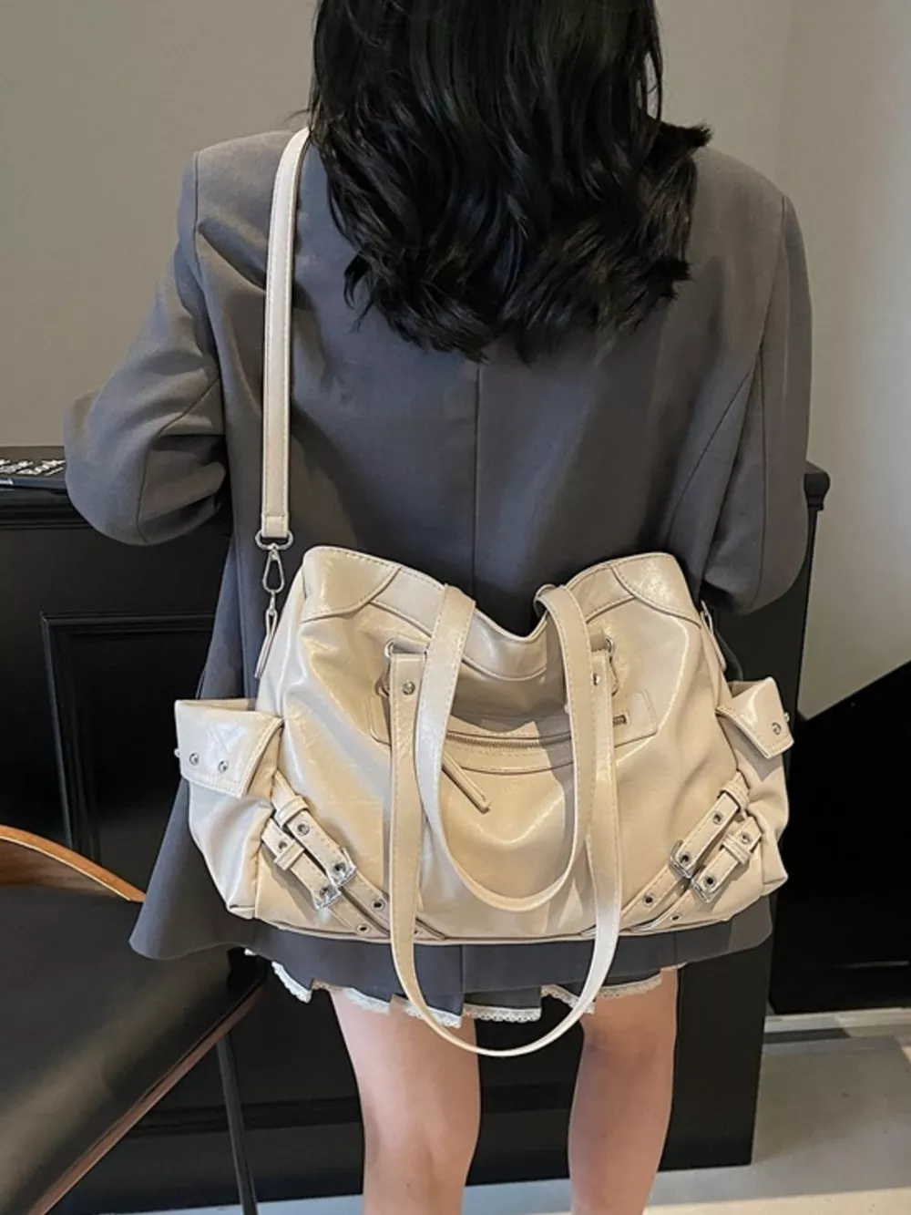 Buckle Accents Shoulder Bag, image 10