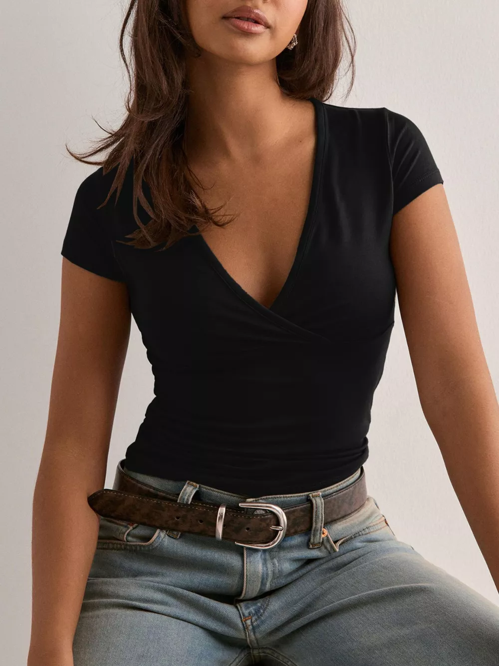 Ruched Short Sleeve Fitted T-Shirt, image 10