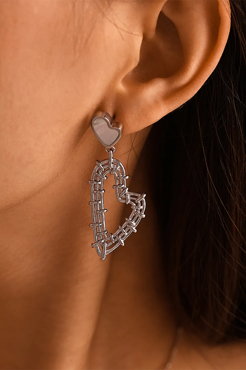Stainless Steel Heart Earrings and Necklace Set, image 4