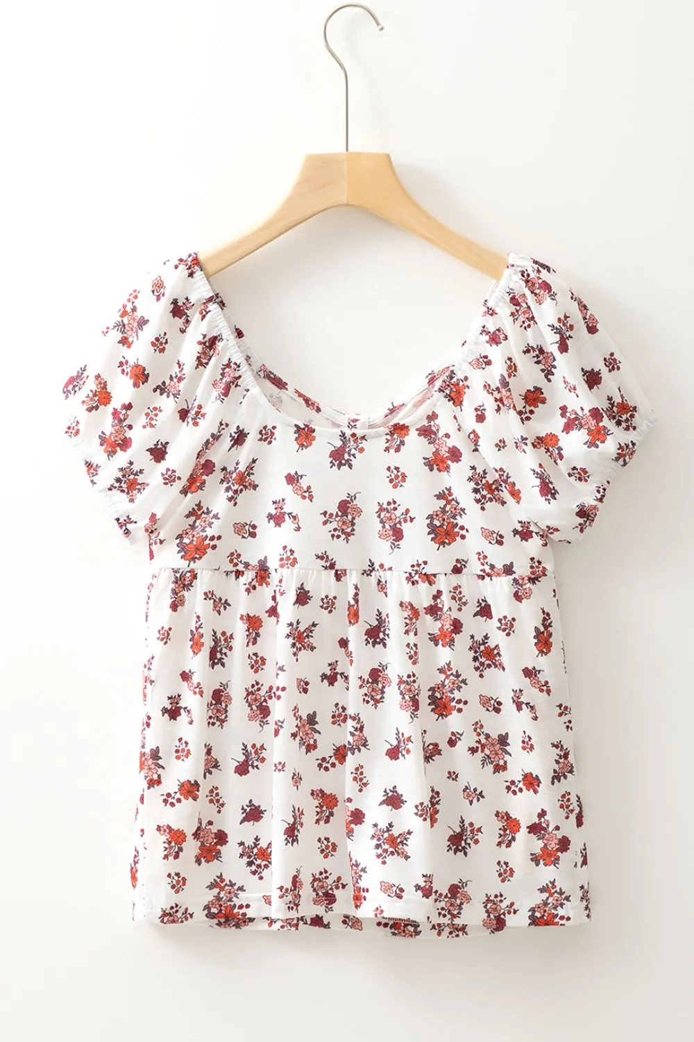 Floral Ruched Cinched Short Sleeve Blouse, image 4