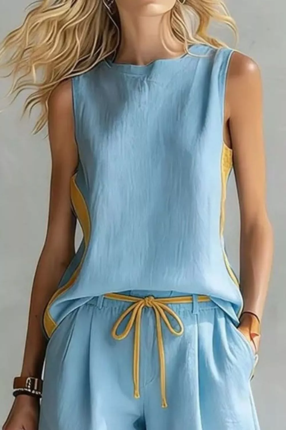 Contrast Trim Tank and Shorts Set, image 6