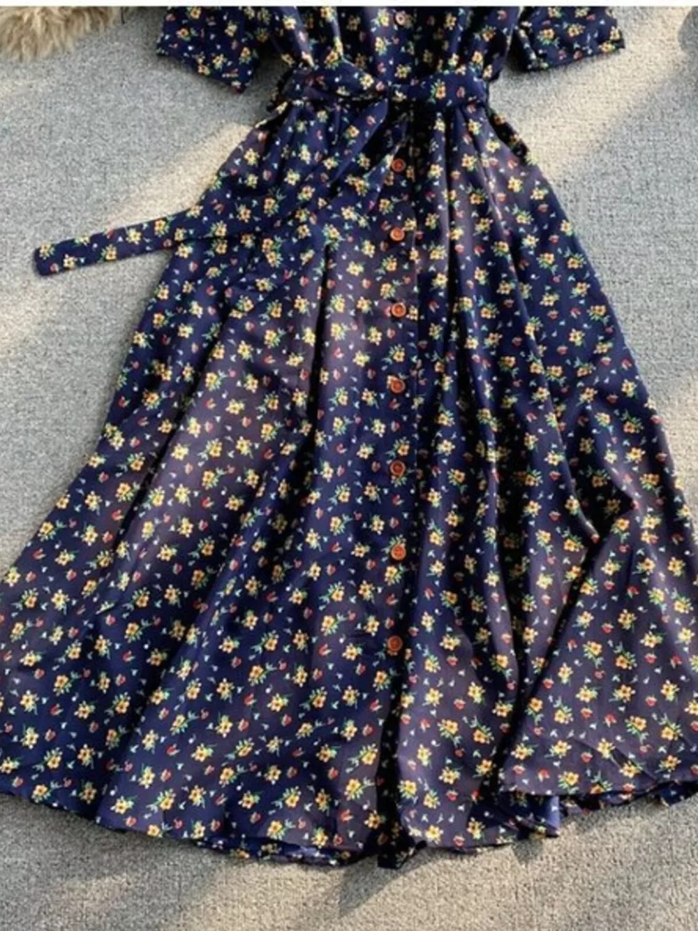 Floral Print V-Neck Midi Dress, image 10
