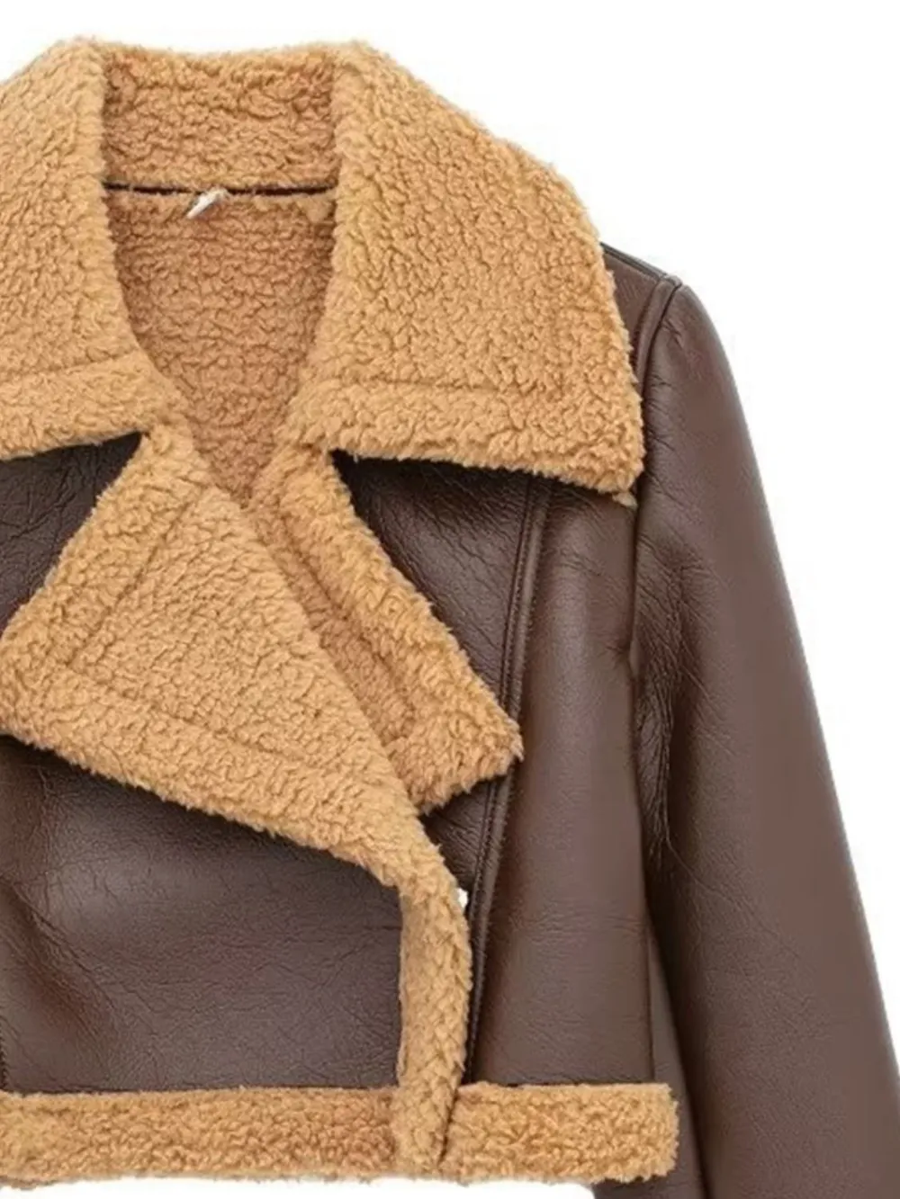 Collared Neck Long Sleeve Plush Cropped Jacket, image 19