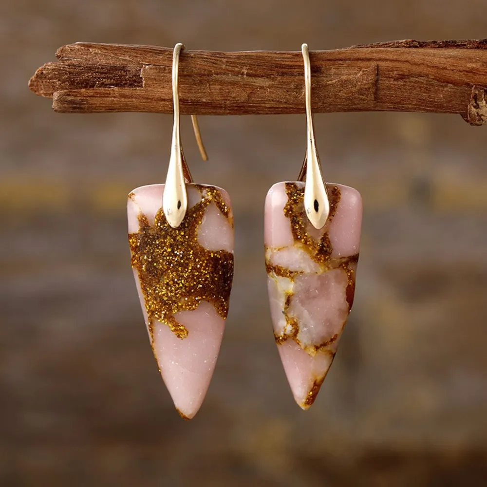 Natural Stone Geometric Shape Earrings, image 2