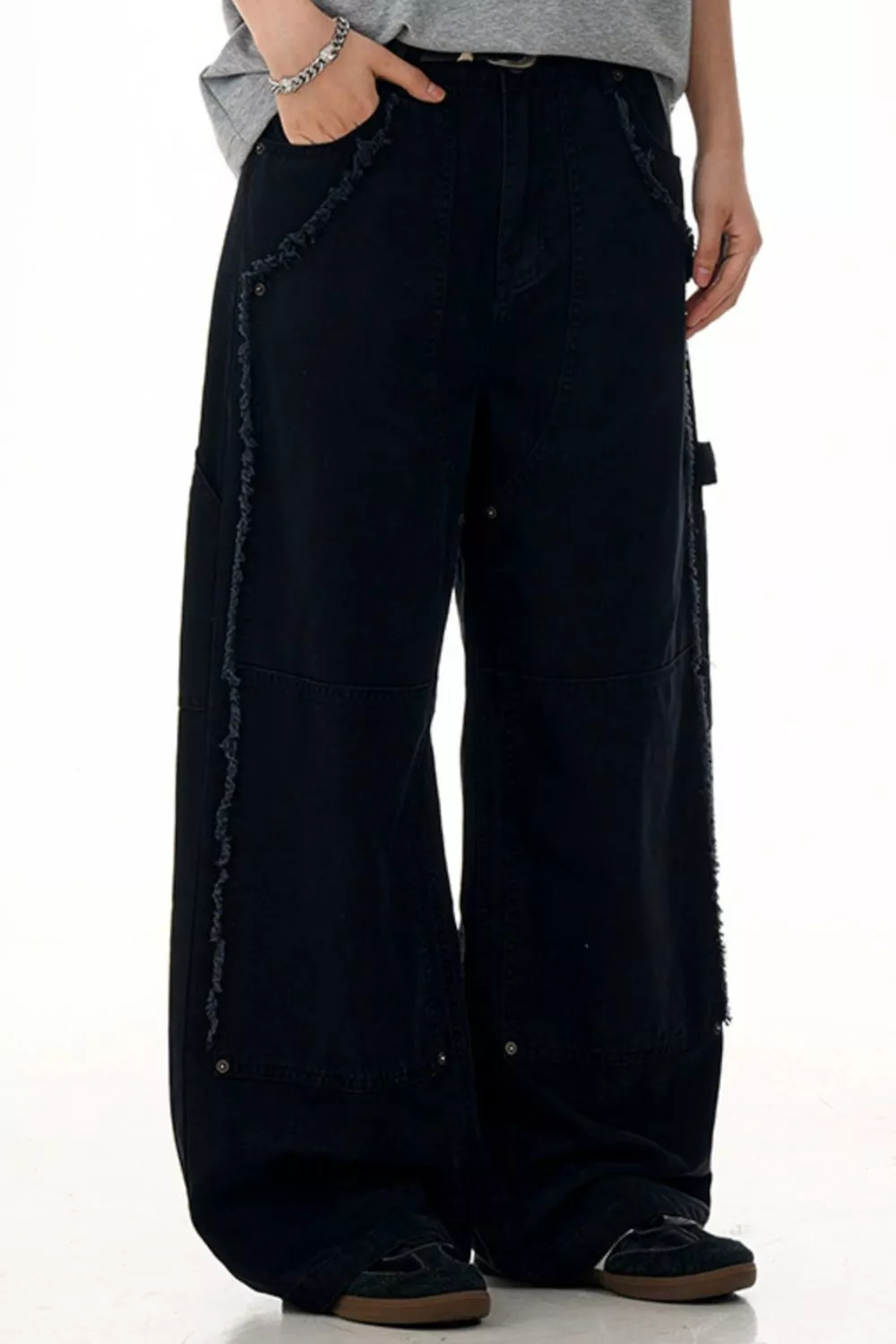 Men's Raw Hem Wide Leg Pants, image 5