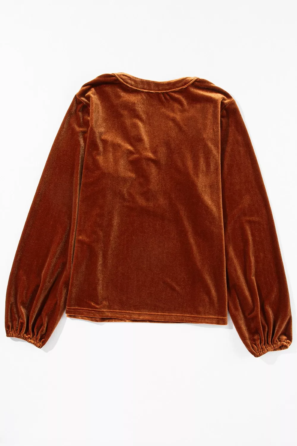Velvet Button-Front Long Sleeve Blouse, image 8