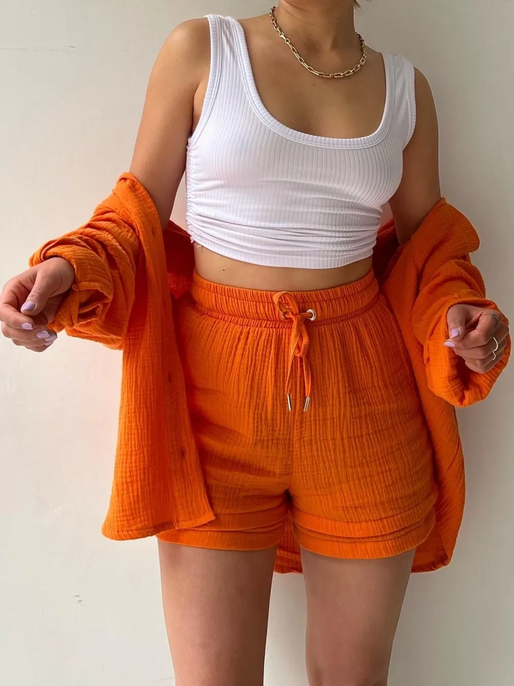 Textured Button Up Shirt and Shorts Set, image 13