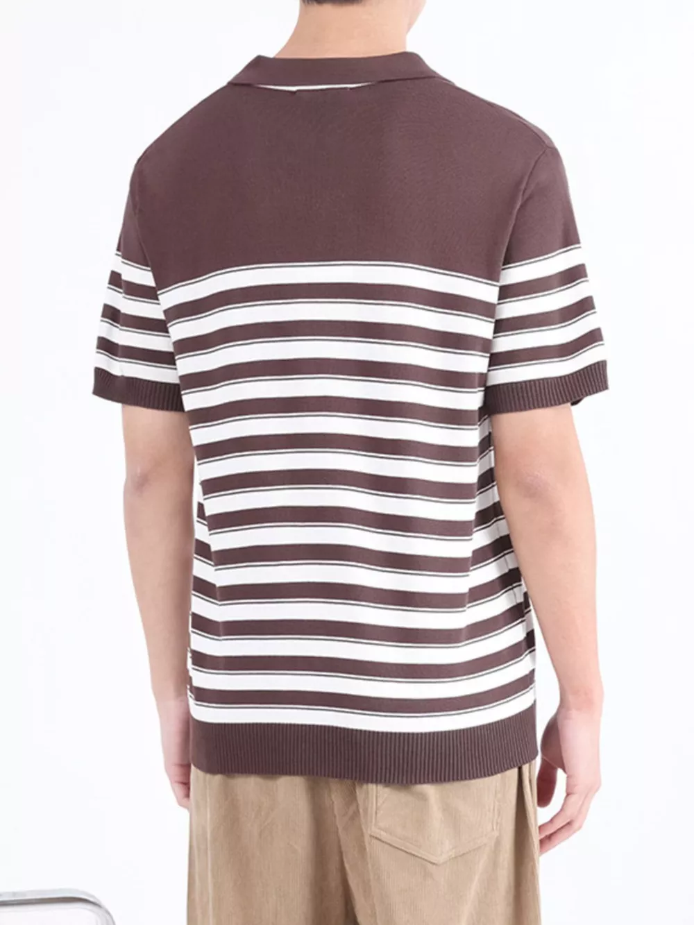 Men's Plus Size Striped Knit Short Sleeve Polo, image 6
