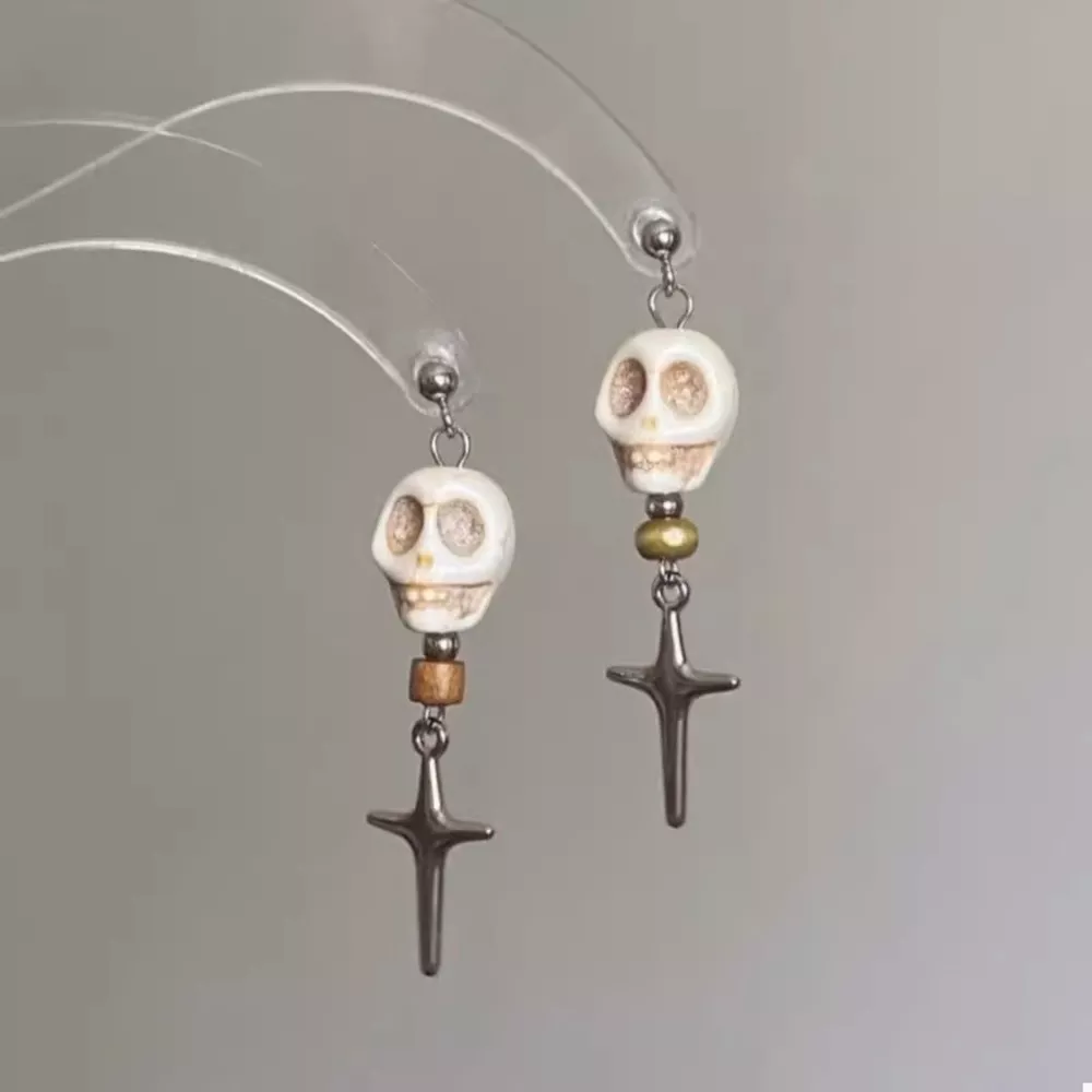 Skull Cross Drop Earrings, image 3