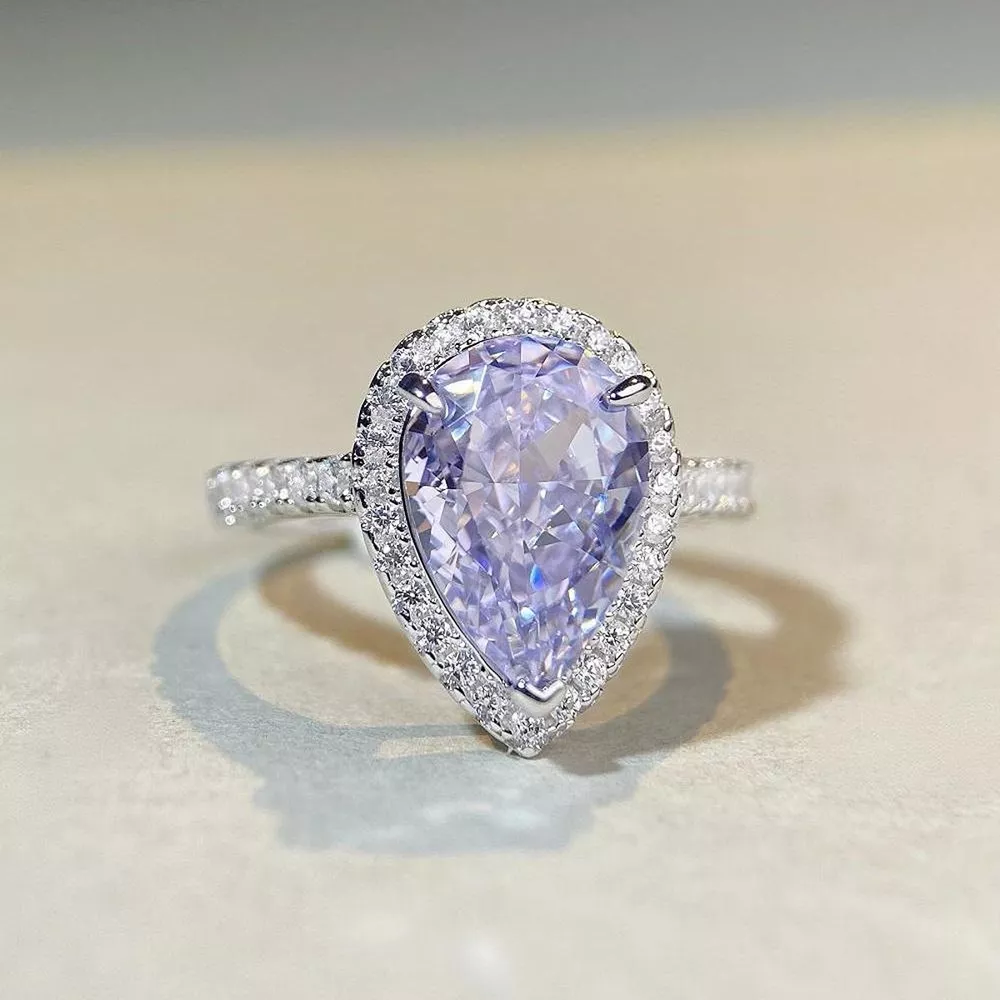925 Sterling Silver Zircon Teardrop Ring