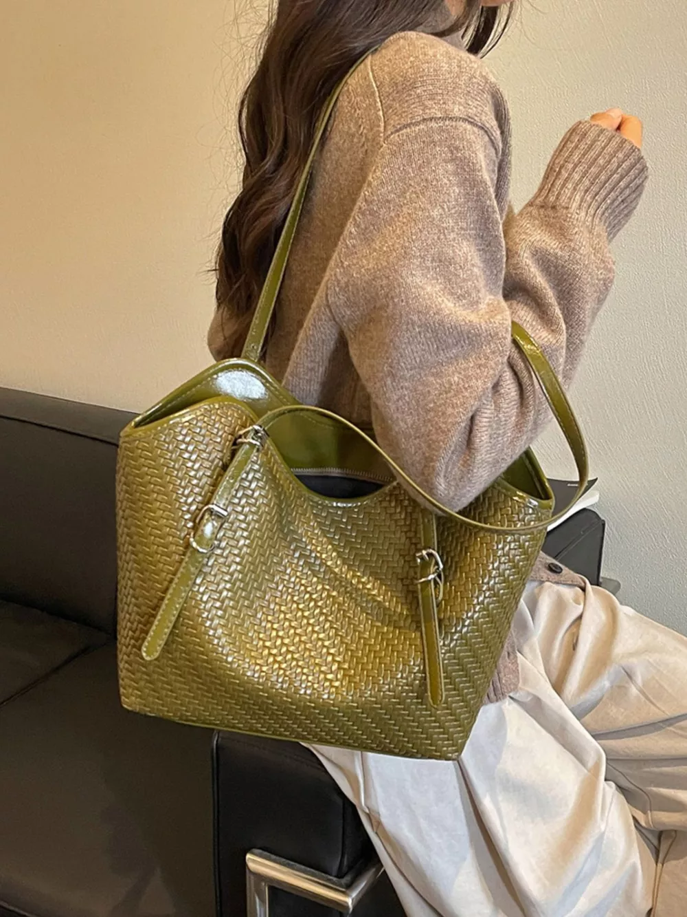 Woven Texture Tote Bag, image 3