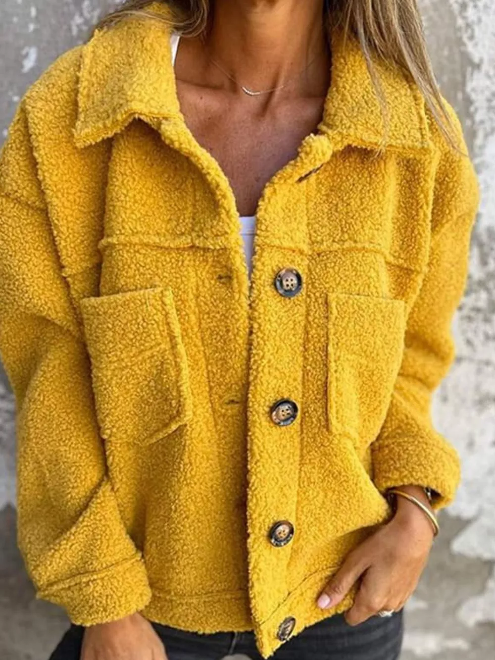 Full Size Single-Breasted Sherpa Shacket Plus Size, image 10