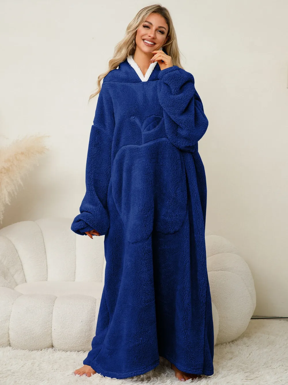 Pocketed Contrast Long Sleeve Hooded Lounge Dress, image 21