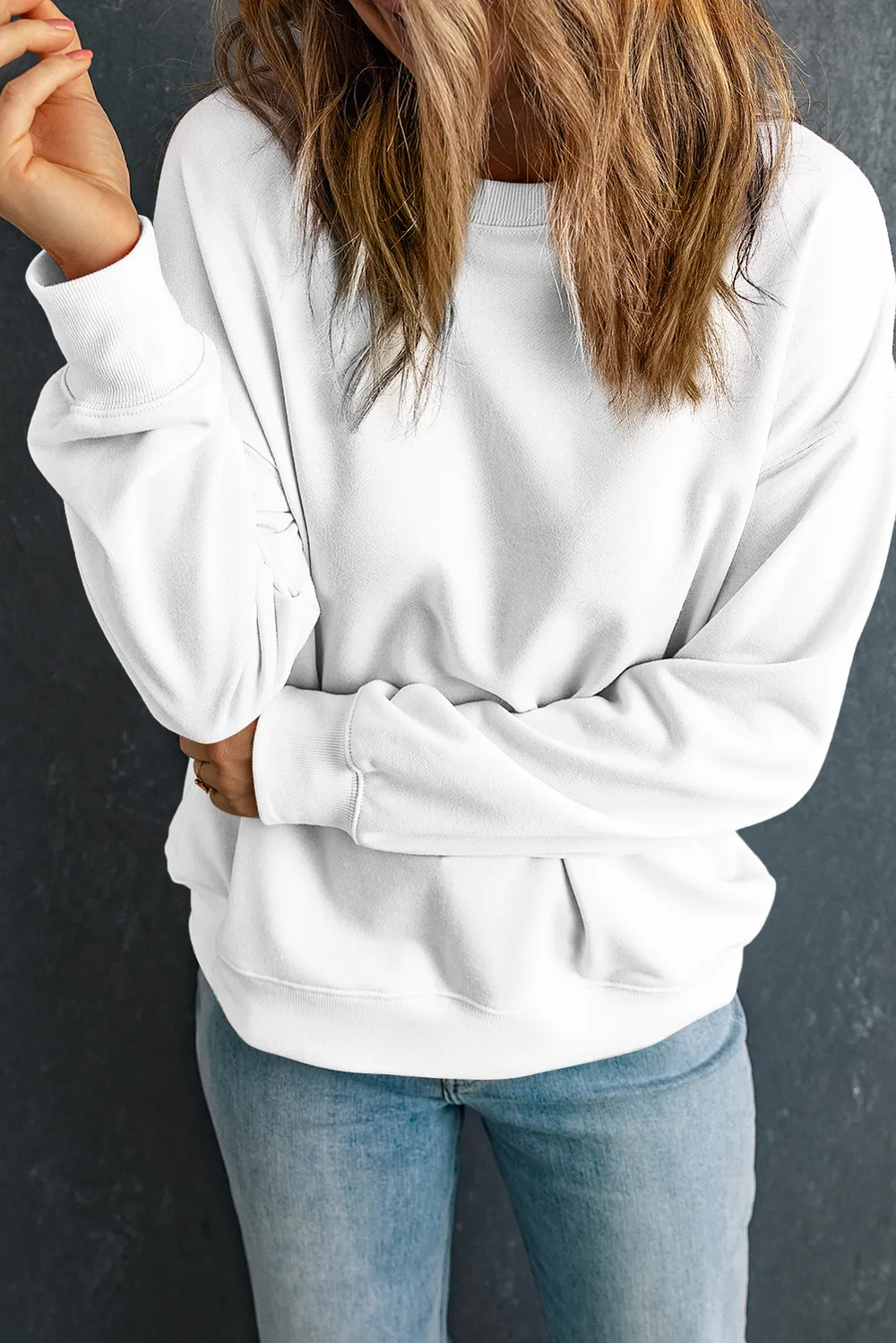 Round Neck Dropped Shoulder Sweatshirt, image 10
