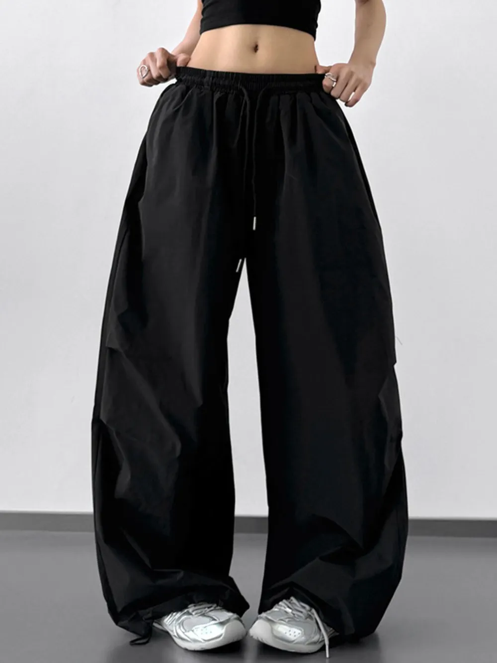 Letter Back Wide Leg Drawstring Pants, image 2