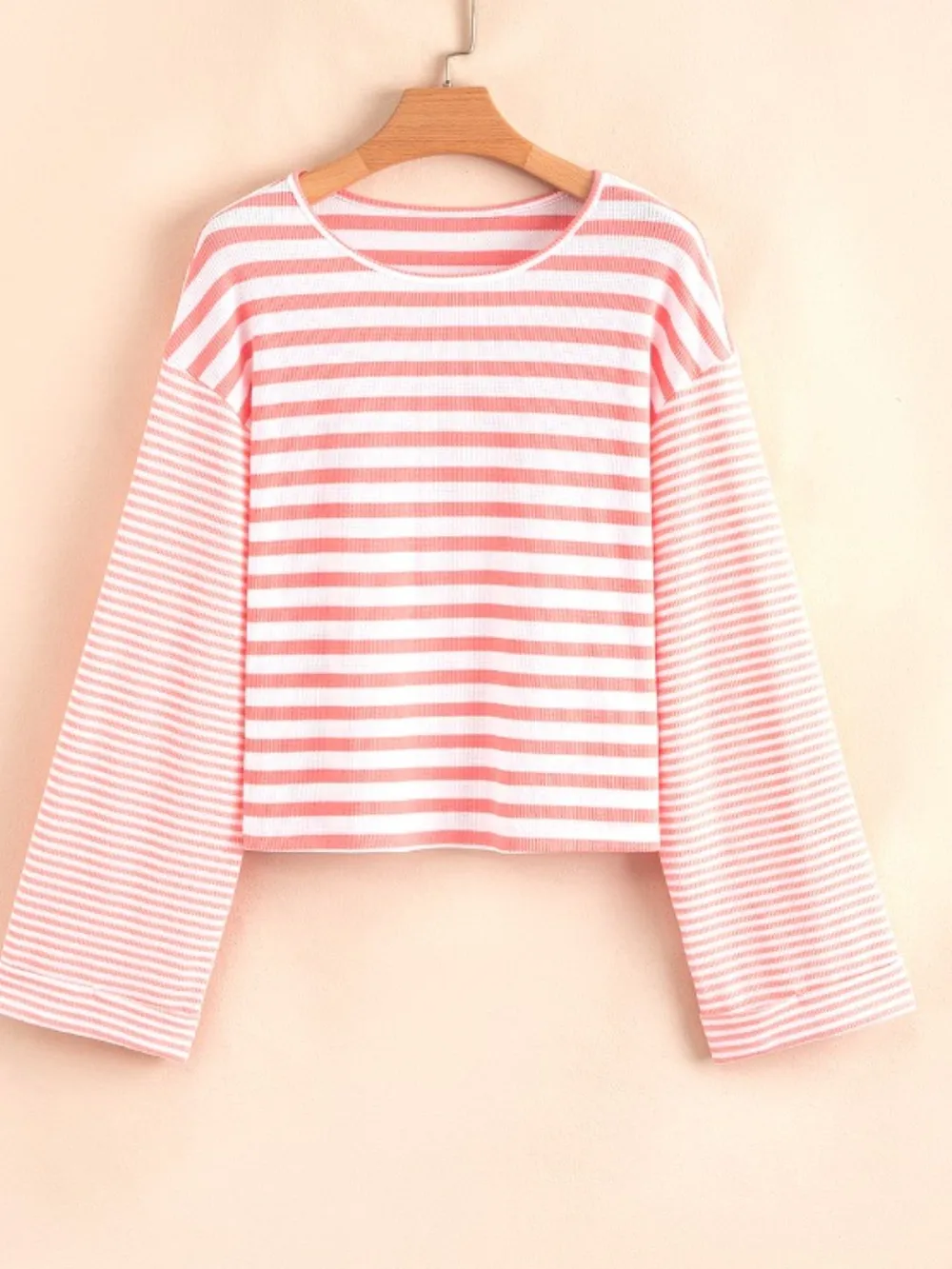 Striped Long Sleeve Ribbed Blouse, image 5