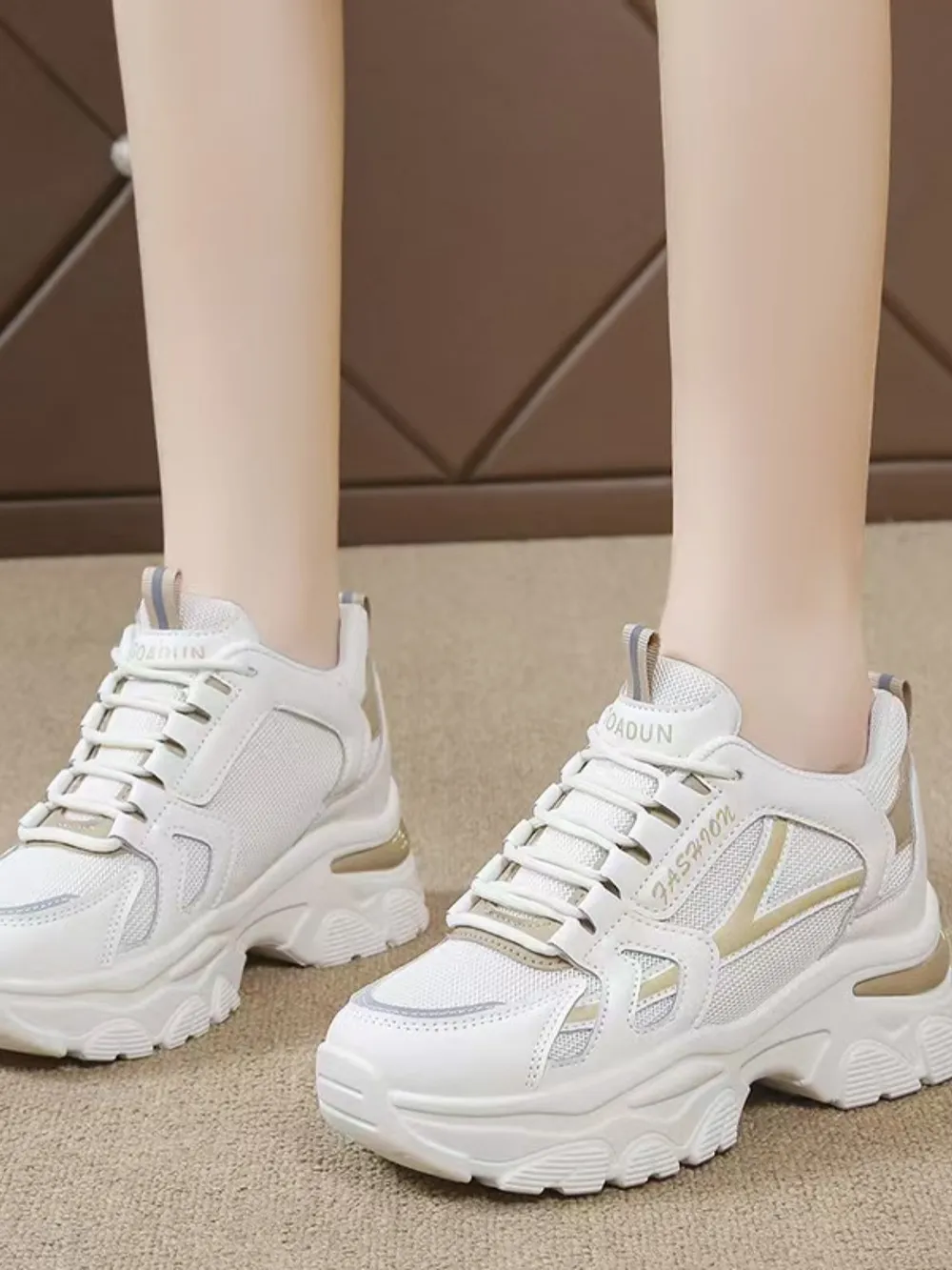 Mesh Lace Up Platform Sneakers, image 4