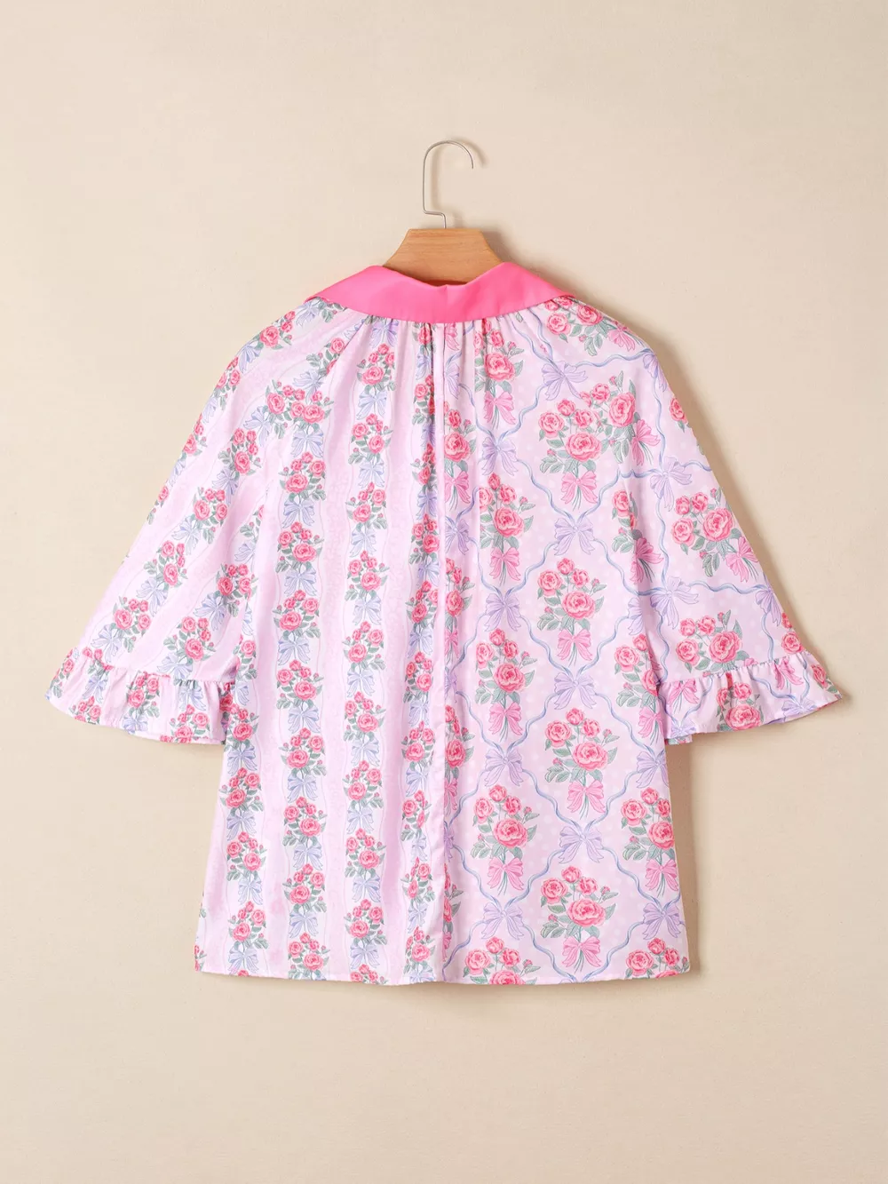 Floral Collared Ruffled Half Sleeve Shirt, image 7